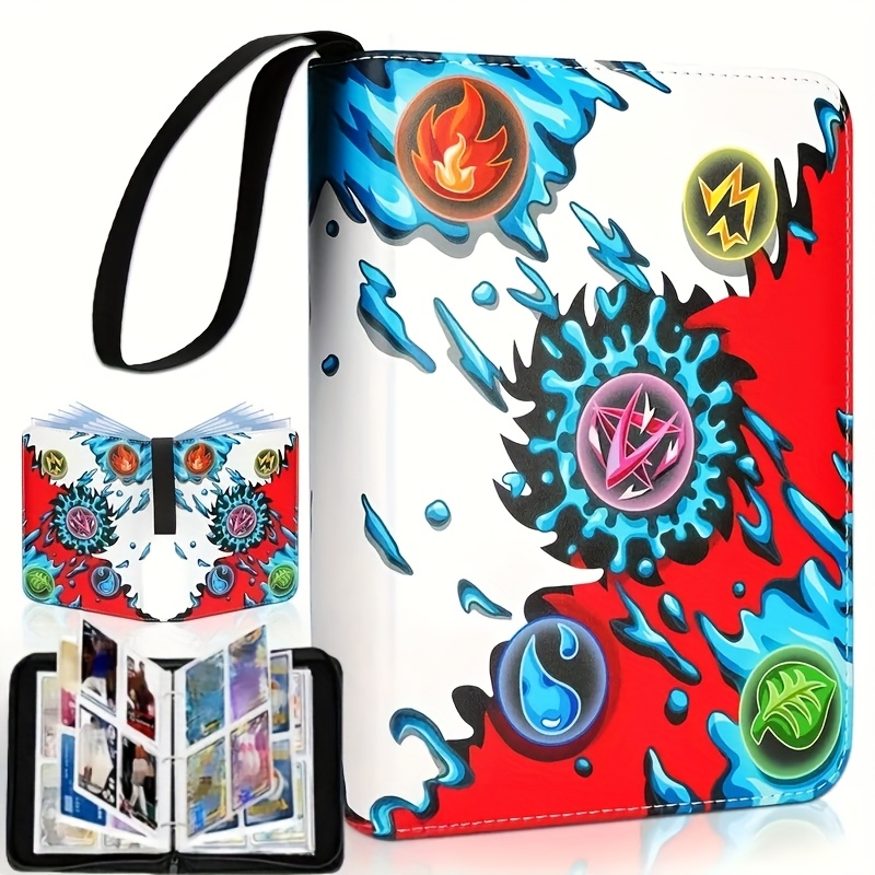 Image of Card Binder With 4 Pockets, Collectible Card Binder Can Hold 400 Cards, Includes 50 Removable Sleeves, Double-sided Card Collection Binder Album
