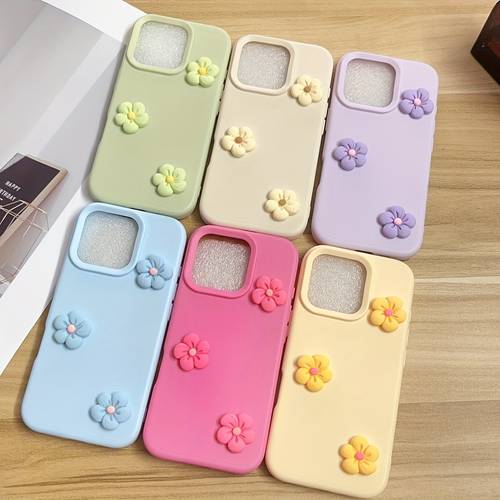 phone case 1pc daisy pink flower decorative phone case suitable for iphone 16 pro max 15 14 plus 13 12 pro macaron colored cute girly phone protector ideal as a gift for friends couples or as a birthday present