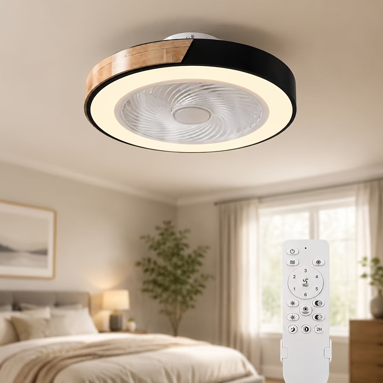 19.7-inch Ceiling Fan Light, Adjustable Brightness Light, 6-speed Adjustable Wind Speed, With Controller, Suitable For Bedroom, Study And Multi Scene Use