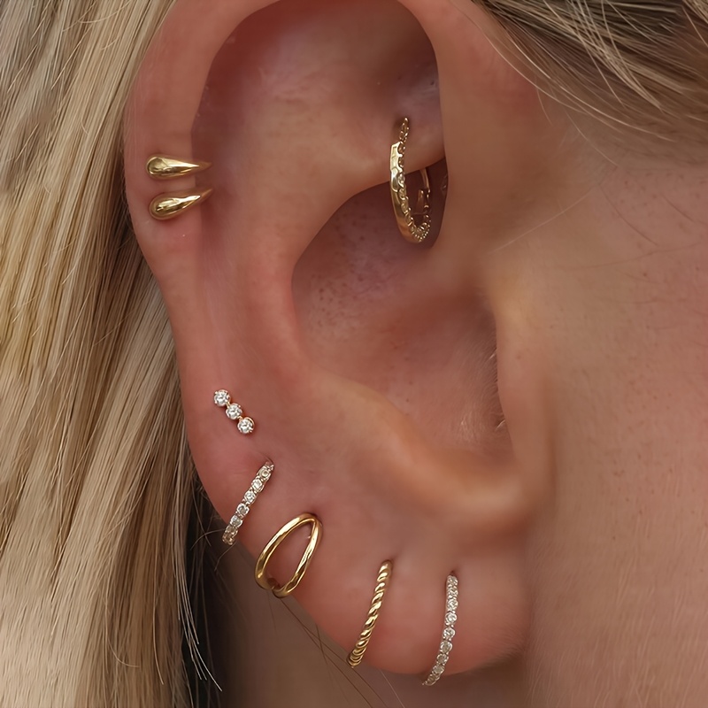 7pcs Fashionable Synthetic Zirconia Hoop Earrings Set