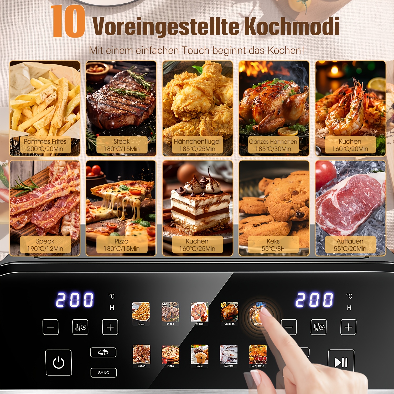 10.5L 10-in-1 Dualzone Airfryer met 2 aparte frituurmanden