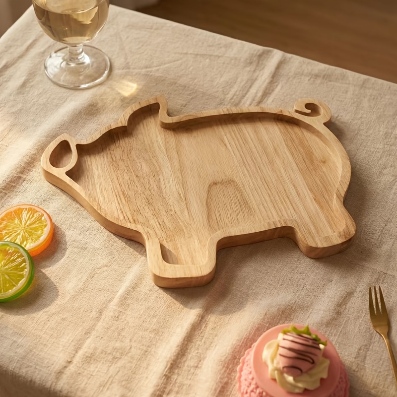 Image of Creative Little Pig-shaped Wooden Tray, Decorative Tray For Holiday Party Atmosphere, Snack, Candy, Fruit, Dessert Plate, Breakfast, Afternoon Tea, Beverage, Coffee Tray (non-food Contact)