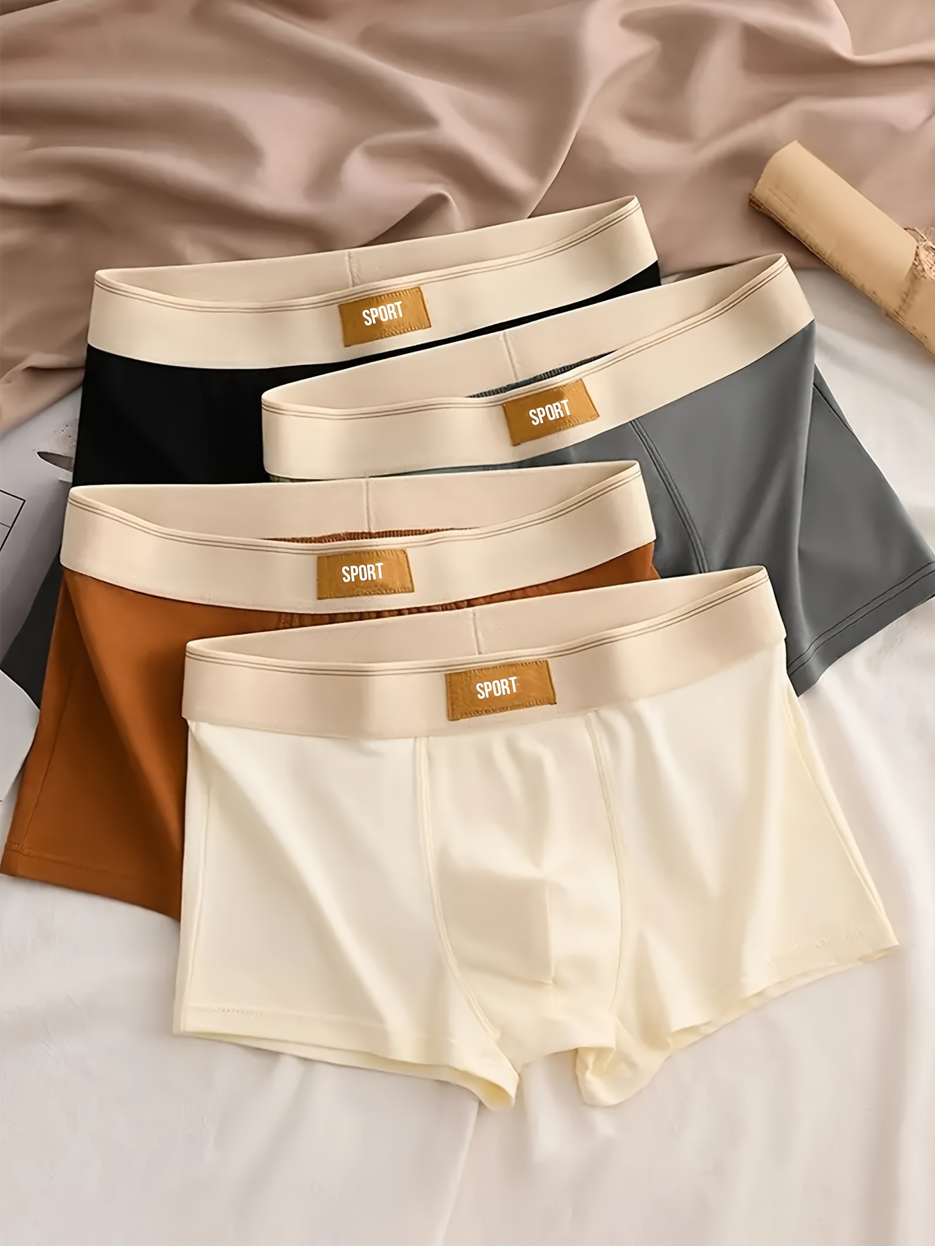 3-Pack Men'S Breathable Comfort Polyester Shortie Underwear - Solid Color Casual Boxer Briefs with Medium Stretch Knit Fabric, Elastane for Sport and Leisure
