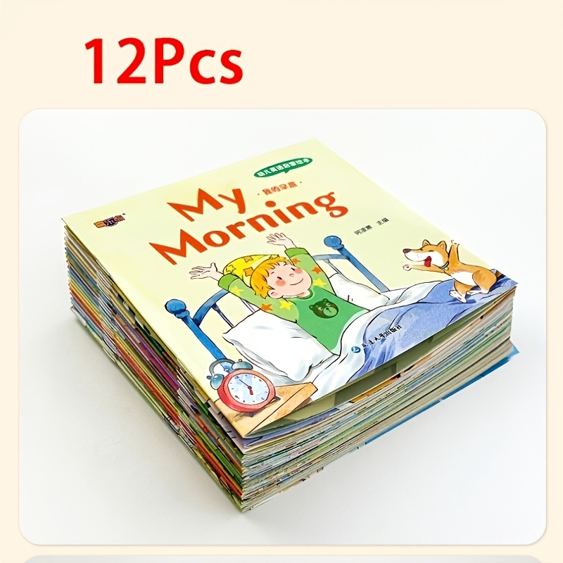 12pcs Enlightenment Story Books (no Battery Needed) – Color-marked For Easy Learning, Perfect Teaching Aid And Gift For Holidays And