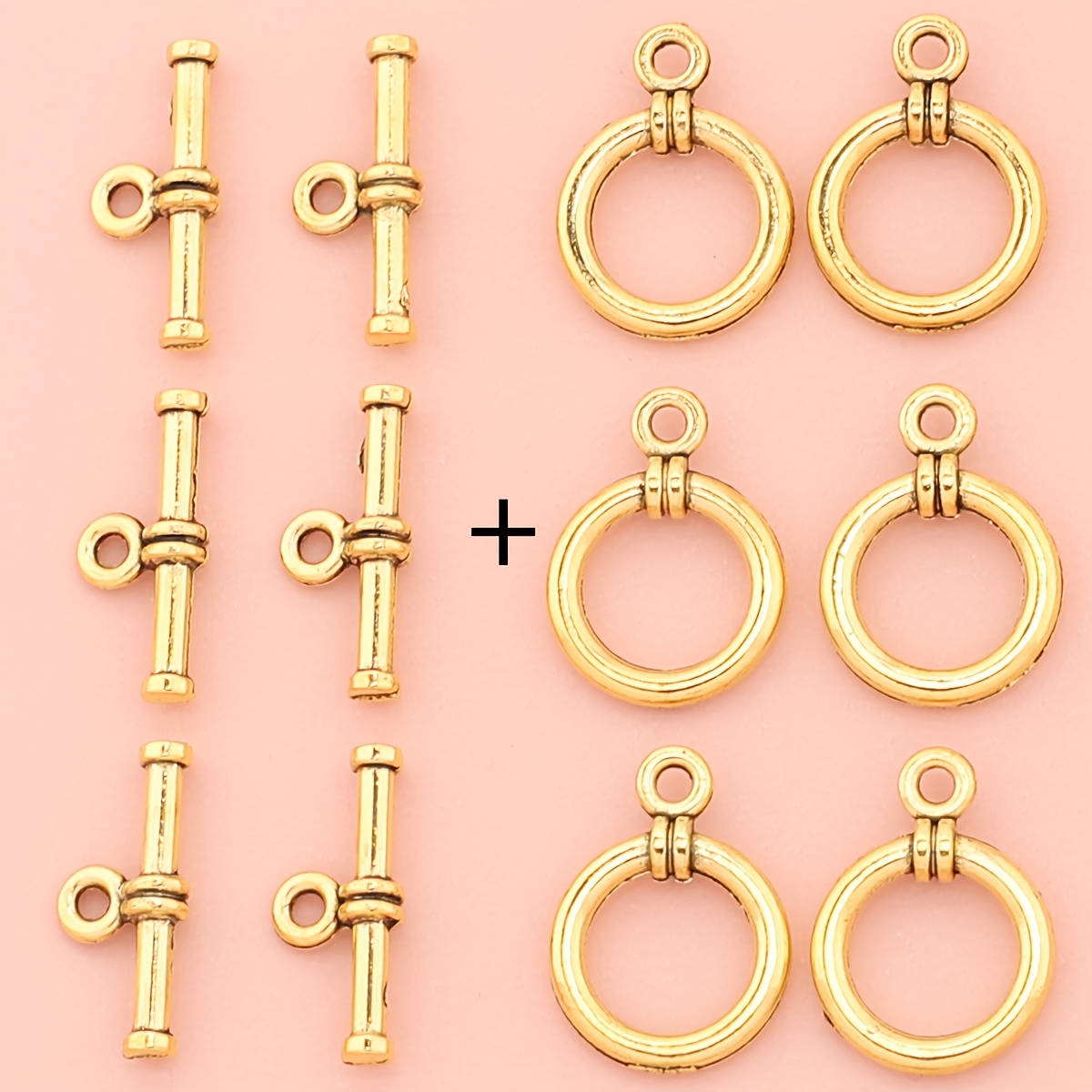 TEMU 21 Paires de Fermoirs OT Ronds Verticaux Côtelés, Diverses Additions de Bijoux, Fermoirs d'Extremité pour Bijoux, Connecteurs de Collier et