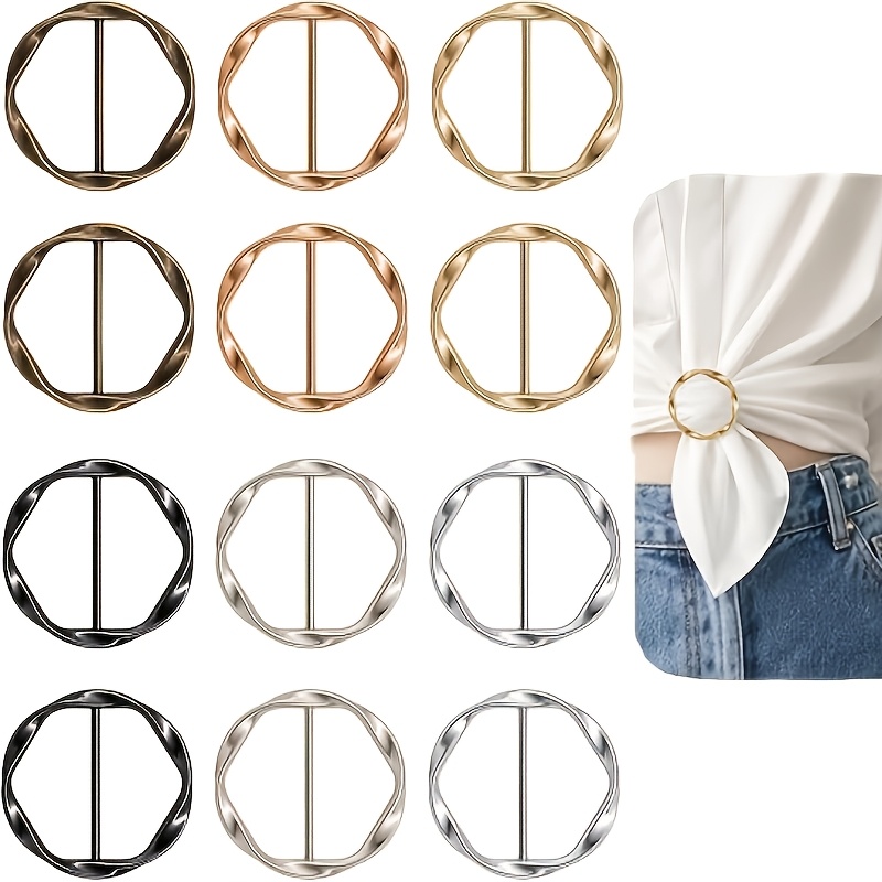 TEMU Lot de 12 curseurs à anneaux pour écharpe et chemise, anneaux noueurs pour T-shirt couture, accessoires de boucle de ceinture en métal adaptés