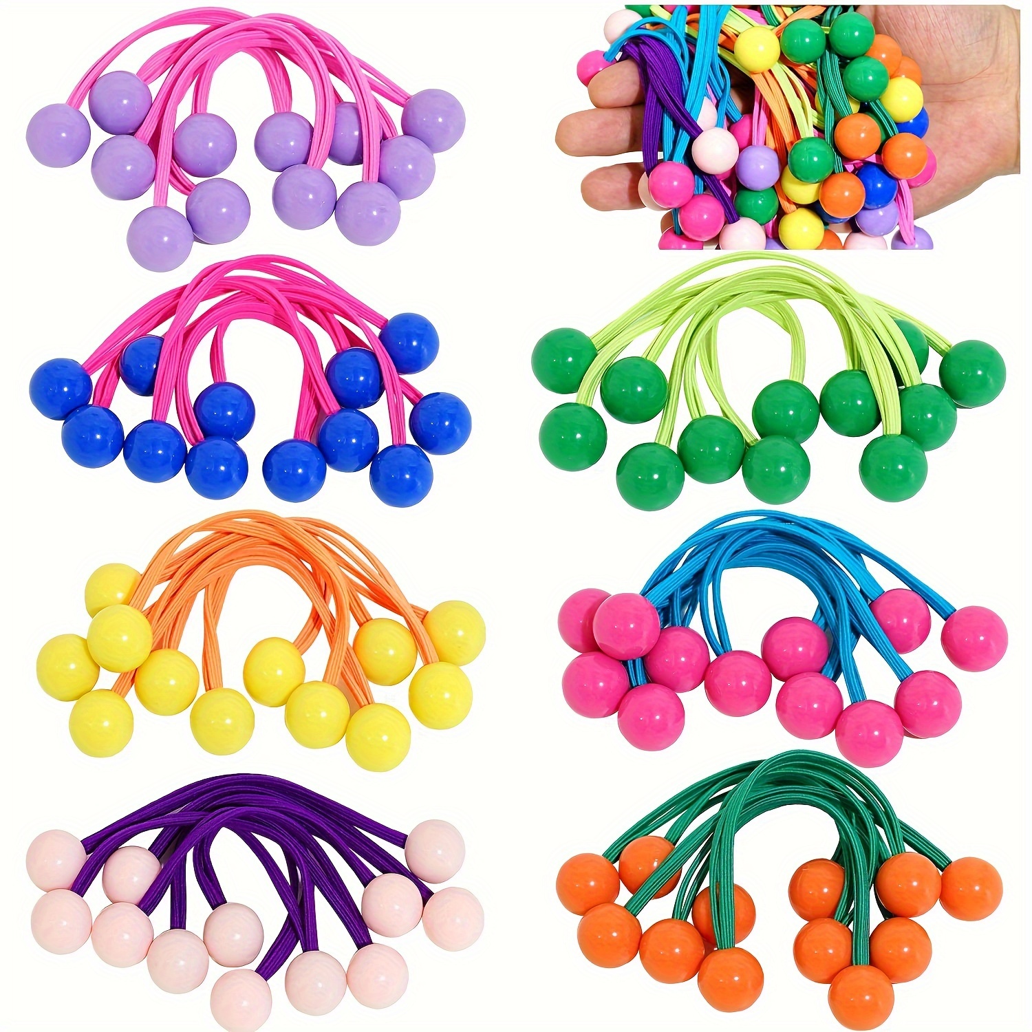 

14pcs/set Beads Decorative Hair Loops Hair Ties Ponytail Holders For Women And Girls