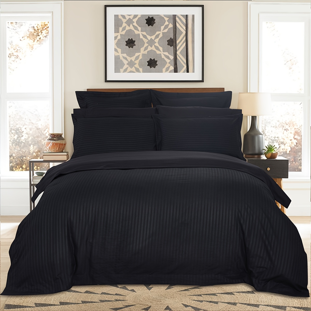 TEMU 3pcs Super Soft Microfiber Duvet Cover Set - 1000tc Sateen Striped Quilt Cover With Zipper Closure, Machine Washable, Shrink Resistant, , 120gsm