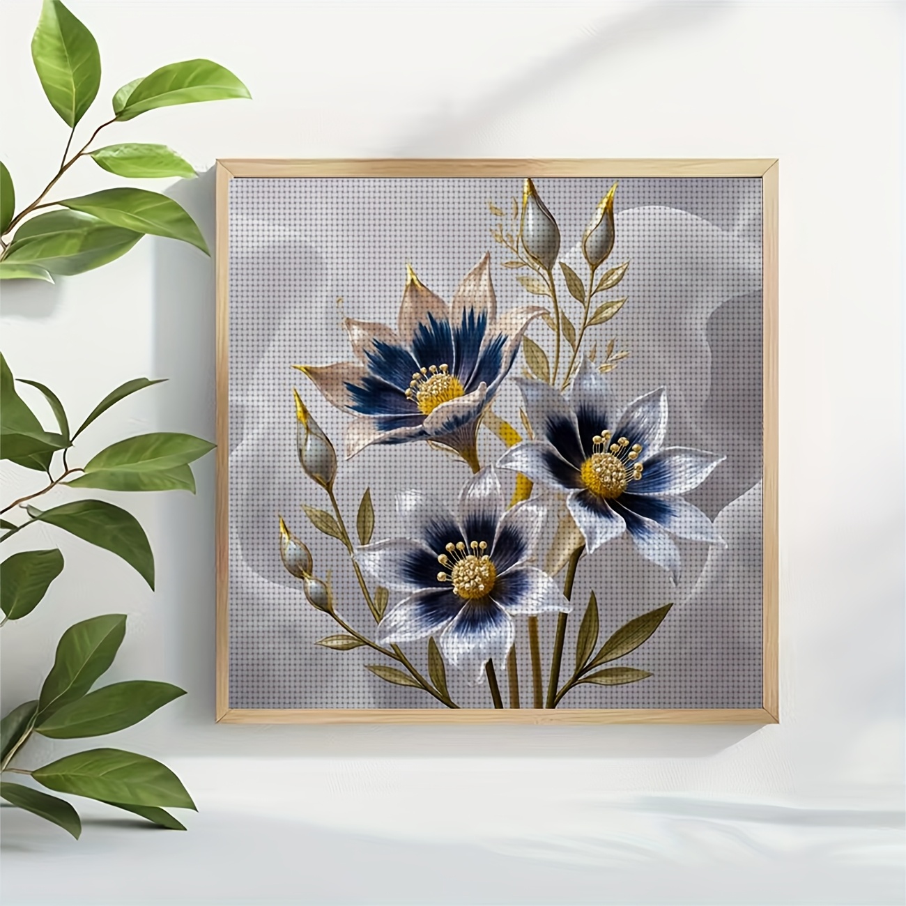Complete DIY Cross-Stitch Kit with 3-Flower Design for Beginners