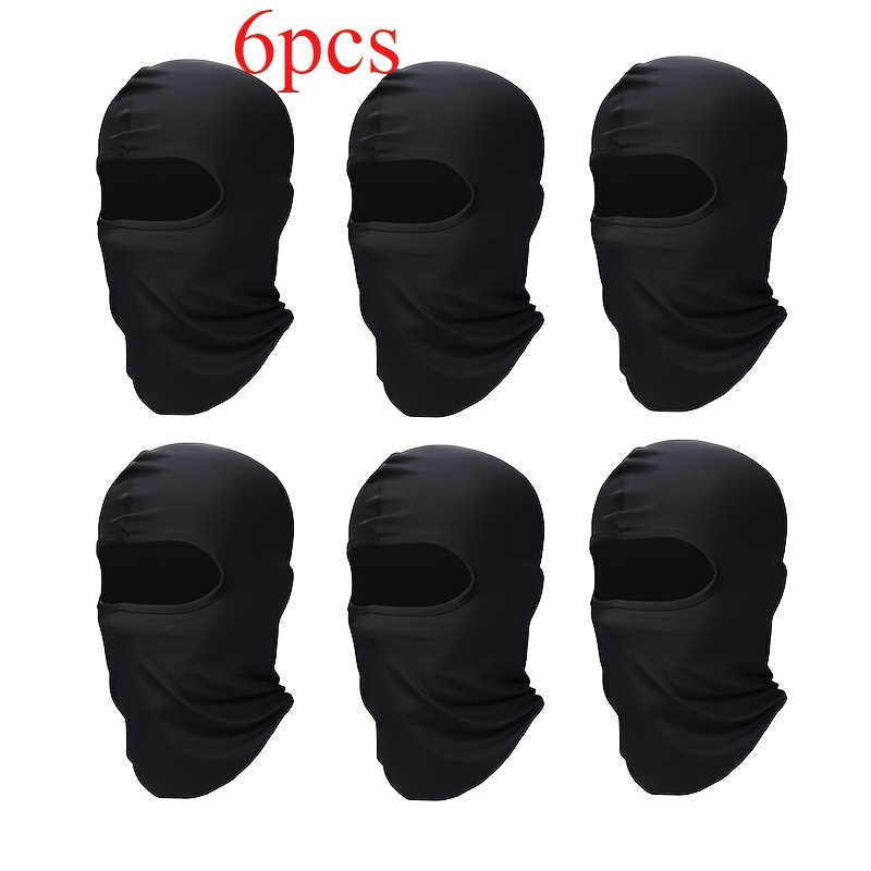 Image of 3/6pcs Black Balaclava Face Masks - Breathable, Moisture-wicking Polyester Full Face Masks, Suitable For Cycling, Motorcycle Riding, Hiking, Skiing - Stretchable, Quick-dry Outdoor Headwear, Unisex
