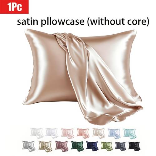 luxurious pillowcase breathable cooling feel solid color with envelope closure machine washable satin pillowcase dorm room essentials for girls 1pc satin pillowcase for hair