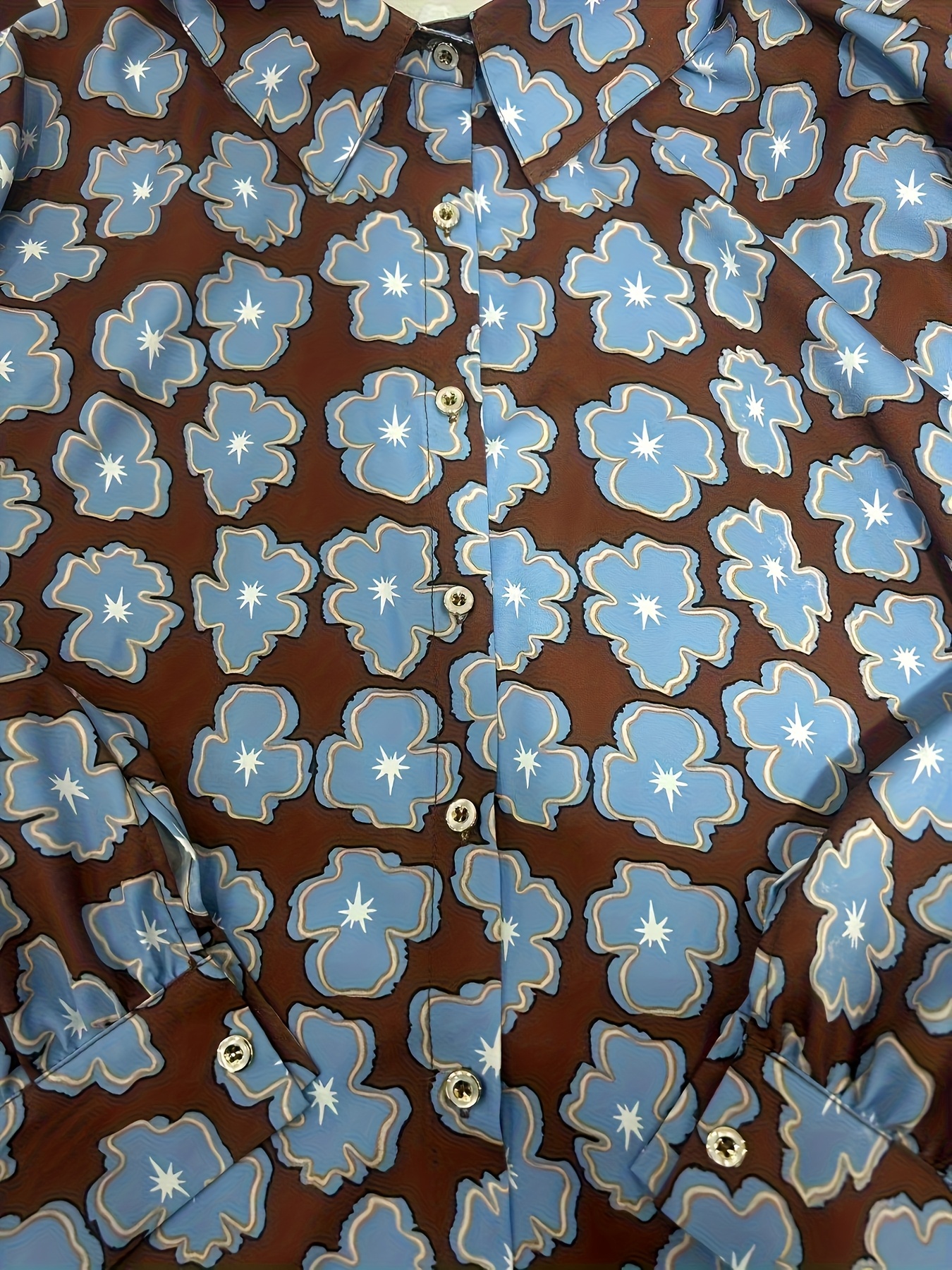 εικόνα αντικειμένου plus size - plus size - casual χαλαρό vintage floral μοτίβο μακρυμάνικο plus-size γυναικείο πουκάμισο