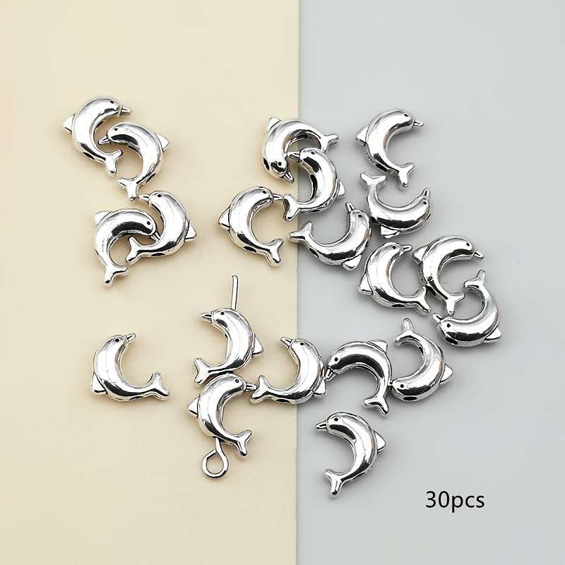 8x9.5mm Small Dolphin Charm Small Hole Beads Antique Silvery Beads Spacer Beads Handmade Earrings Bracelets Necklaces Additions Bags Keychains Handmade Jewelry Additions Clothing Additions 15/30pcs