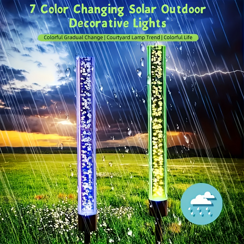 Image of 2pcs/4pcs Solar Stake Lights - Color Gradient Acrylic, Lawn Lights, Outdoor Patio Decoration, , Suitable For Patios, , Lawns, Walkways, Gardens. Outdoor Decoration, Holiday Decoration.