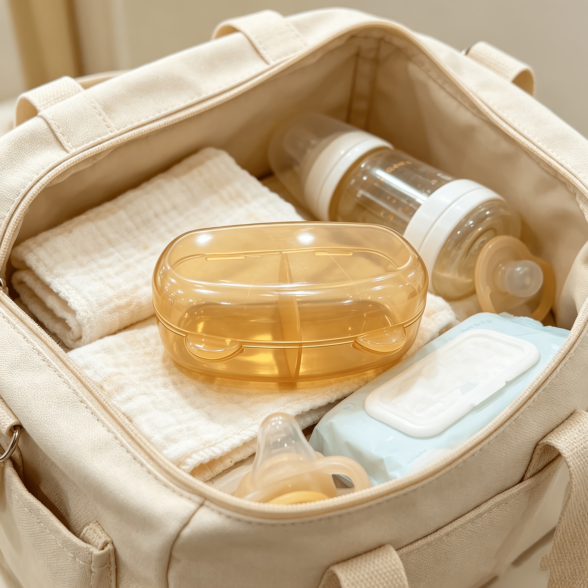 TEMU 1pc Double-layer Design Storage Box For Pacifiers, Compact And Lightweight, Space-, Dust-proof Protection Design, Suitable For , Travel, And