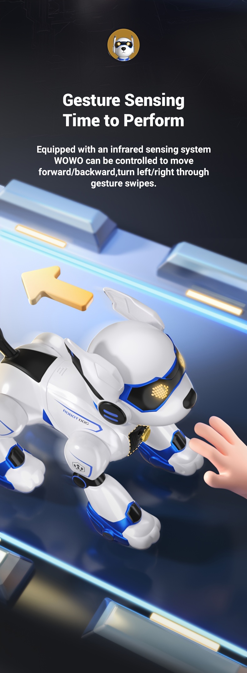 Remote Control Electric Intelligent Pet Dog Intelligent Robot Dog Toy Touch Walking Dancing Light Play Cute Christmas And Halloween Gifts