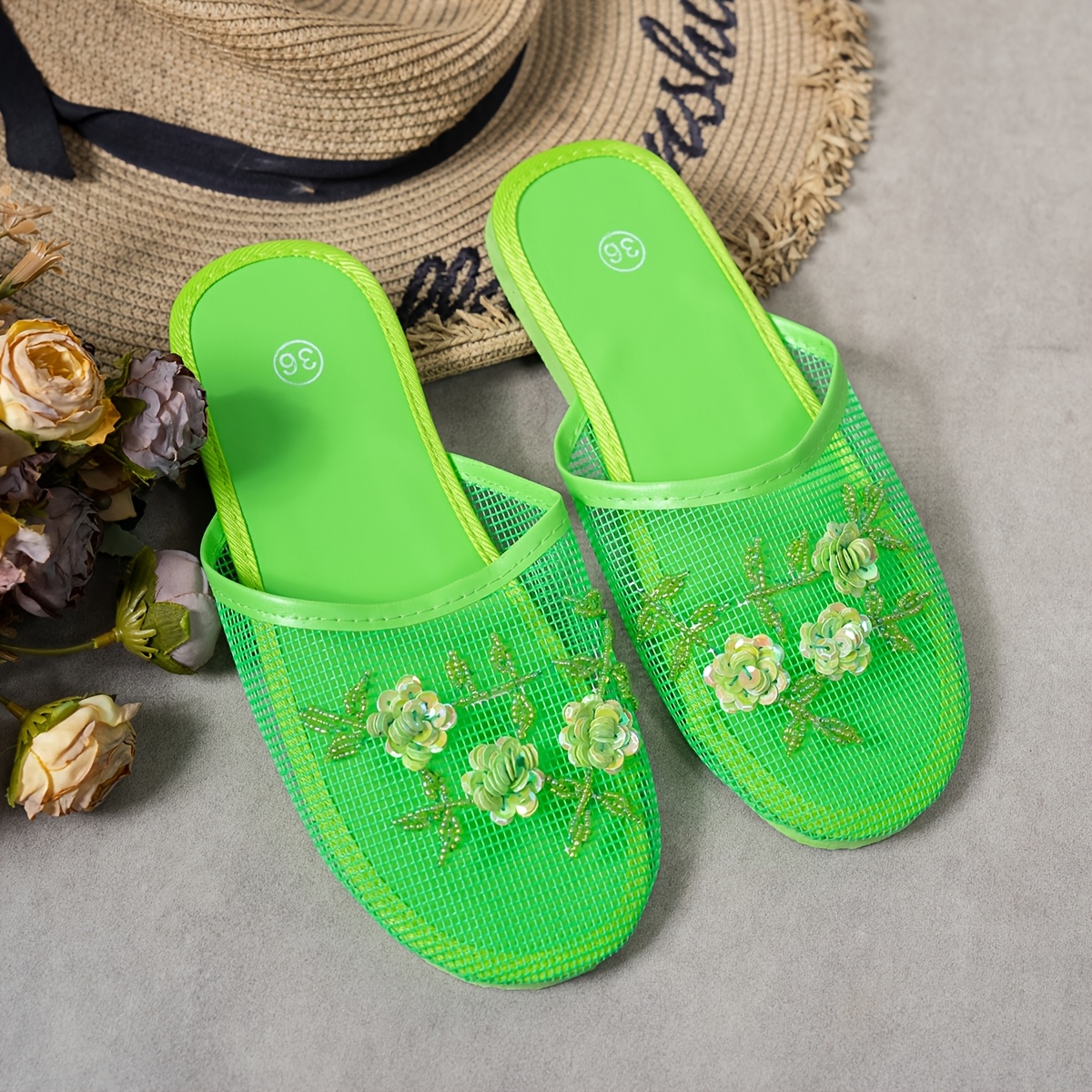 Chinese Sandals For Women Chinese Mesh Floral Women Slippers