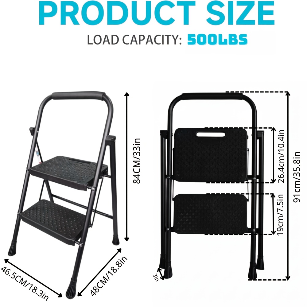 TEMU Folding Ladder/step Stool 2/3/4 Step Portable Ladder. Large Non-slip Steps, Storage Rack, Sturdy Steel Portable Folding Ladder, Holiday Gift,