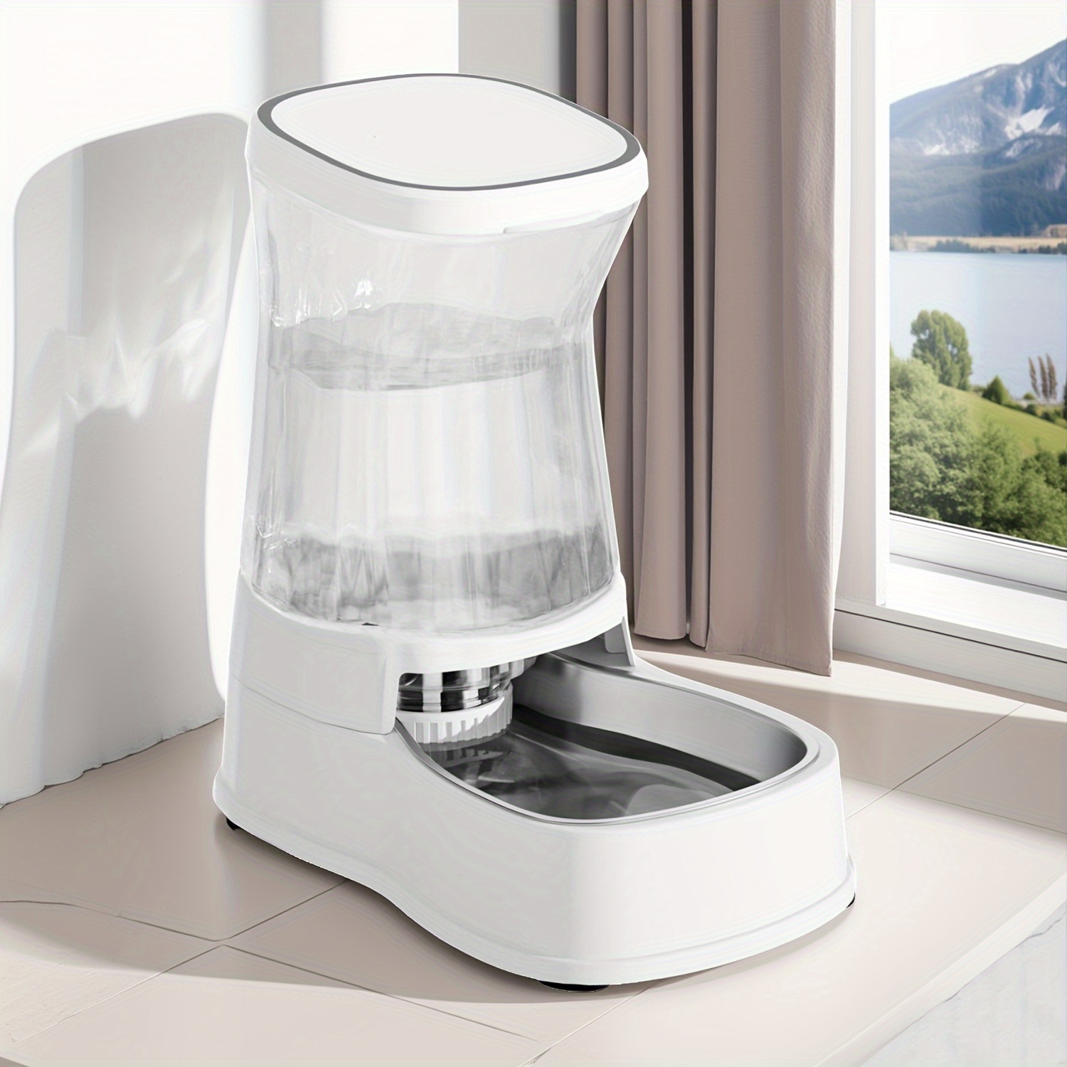 Pet Water Dispenser 3.85L Gravity Automatic Feeding, 304 Stainless Steel Bowl, Removable And Washable, Uncharged, No Battery, For Medium/ Large-Sized Dogs & Cats & Other Pets