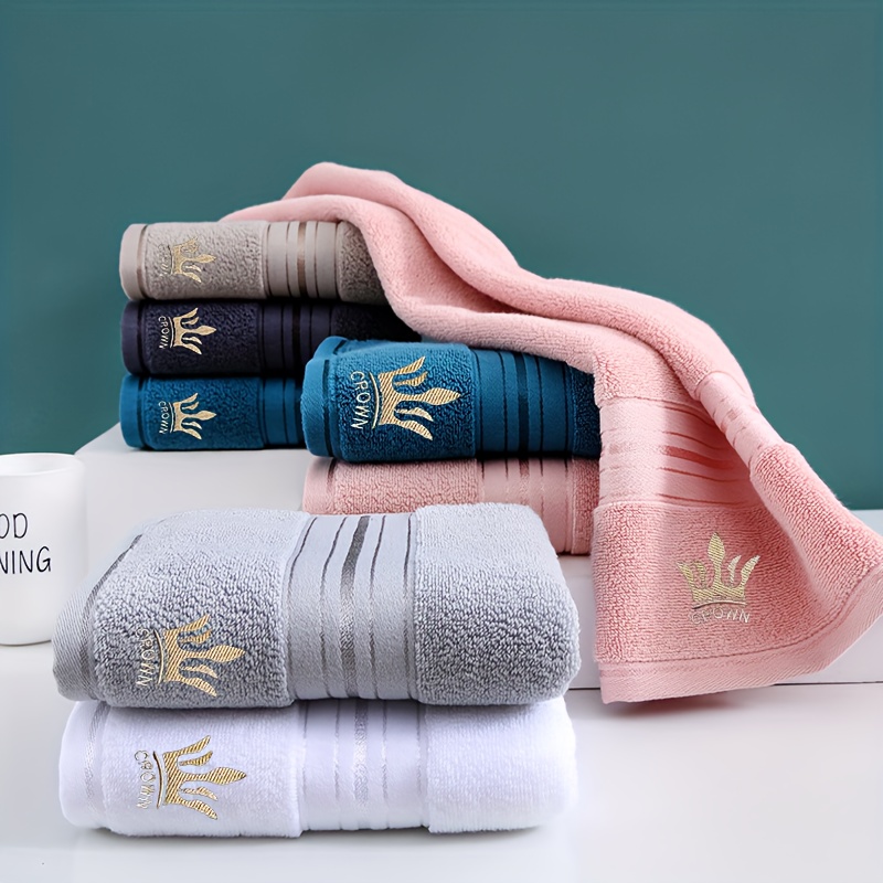 6pcs Bath Towel Set, 35*75cm / 13.7*29.5 inches, Crown Embroidered Pure Cotton Towels, 100% Cotton Material, Quick-Dry and Absorbent, Soft & Comfortable, Suitable for Bathroom, Shower Room, Hotel, and Spa Center