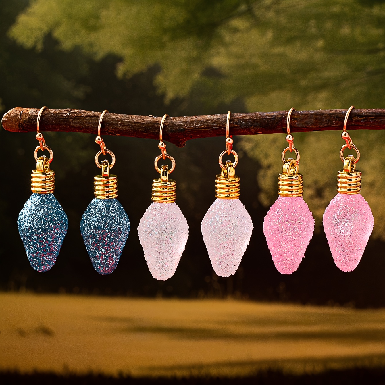 TEMU Trois Paires de Boucles d'Oreilles de Noël et Mignonnes avec Design d'Ampoules Colorées Polyvalentes