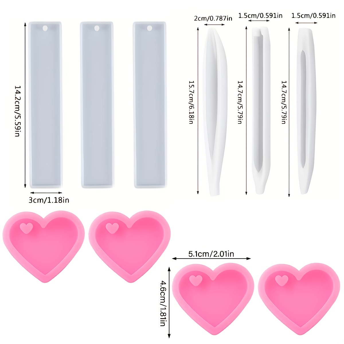 TEMU 10 Moldes de Silicona, Llaveros de , Bolígrafos Transparentes y Moldes de Resina de Silicona para Marcadores, Adecuados para Manualidades de