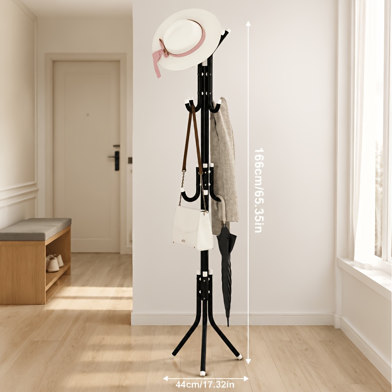 TEMU 1/2 Pack Freestanding Metal Coat Rack With 9 Hooks, Standing Coat Hanger, Entryway Organizer, Bag Storage Hallway Stand, Vertical Mobile Clothes