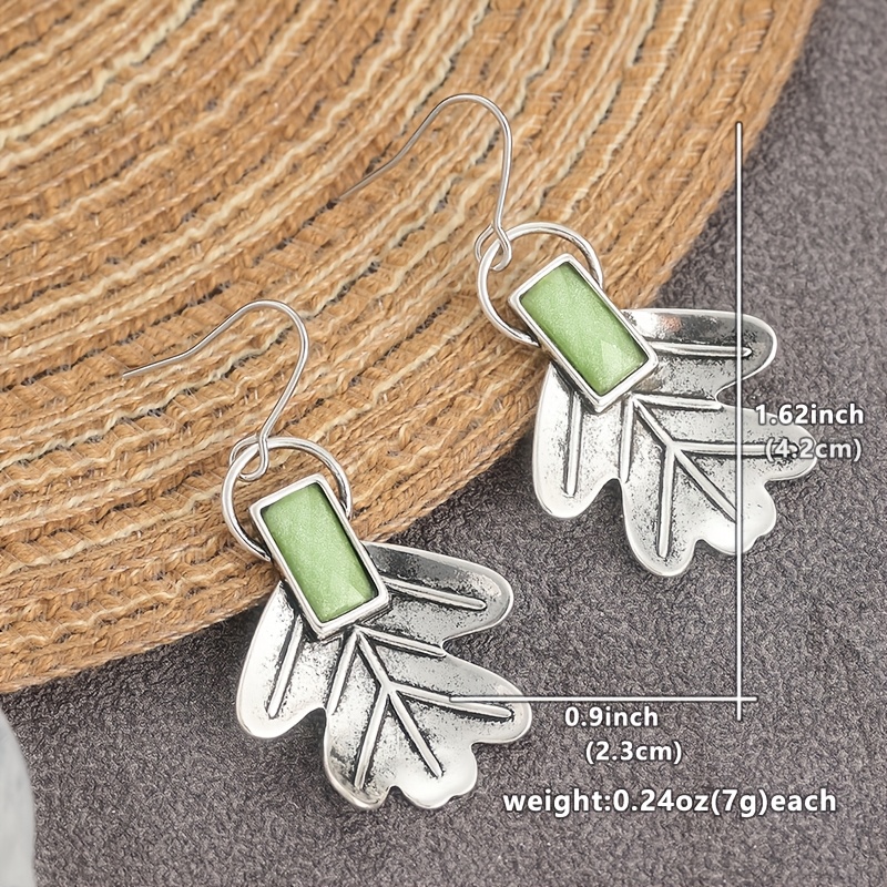 Silvery Color Leaf Earrings, Natural Boho Style