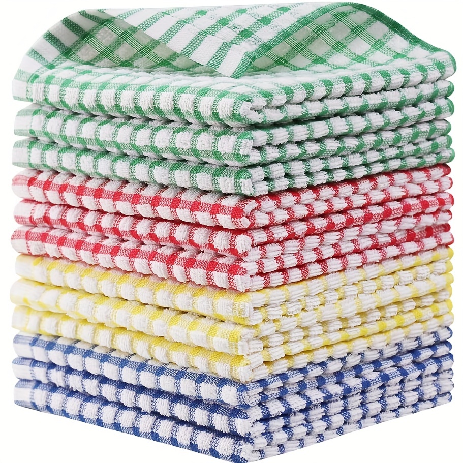 

3/5/8pcs, Cotton Check Dish Towel, Colors, Absorbent Hand Towel, Kitchen Cleaning Cloth, Towel, Reusable Dishcloth, Tea Towel, , Multi-