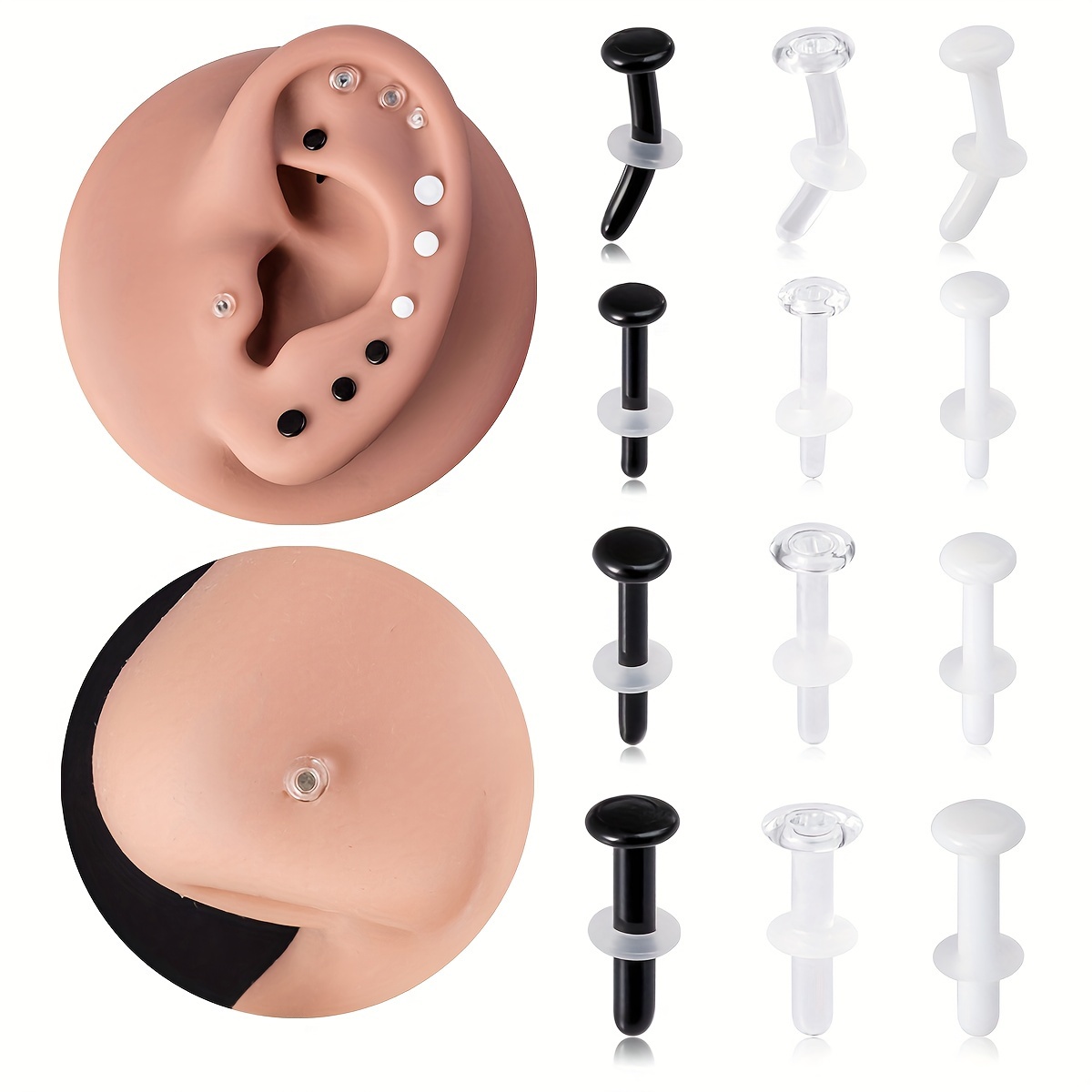 Clear Flexible 16G 3/8" Tragus Helix Daith Conch Retainer Ring – Eyebrow & Ear Piercing Stud
