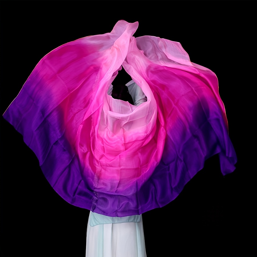 1pc womens 100 silk belly dance veil hand scarf gradient Temu