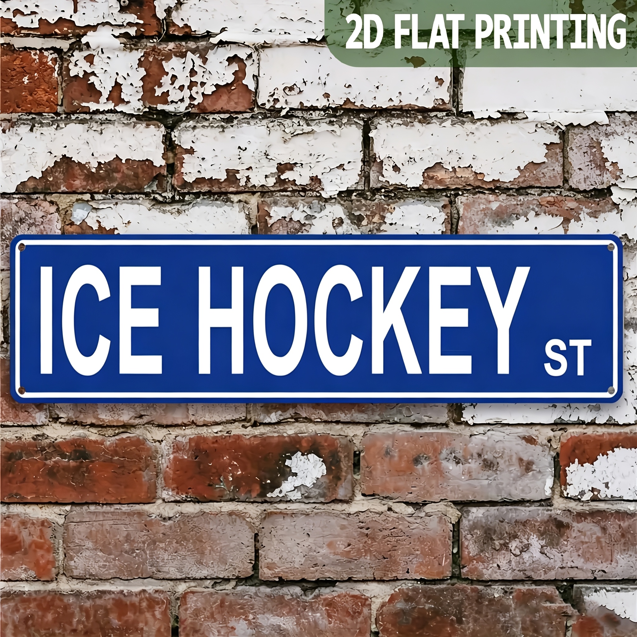 E-shop 2D Flat - 2D Ebene - 1 Stück Vintage 'Hockey ST' Aluminium Dekoschild - 39.88X9.91 Cm, Geeignet für Zuhause, Bar, Café, Garage Wandbehang Schild