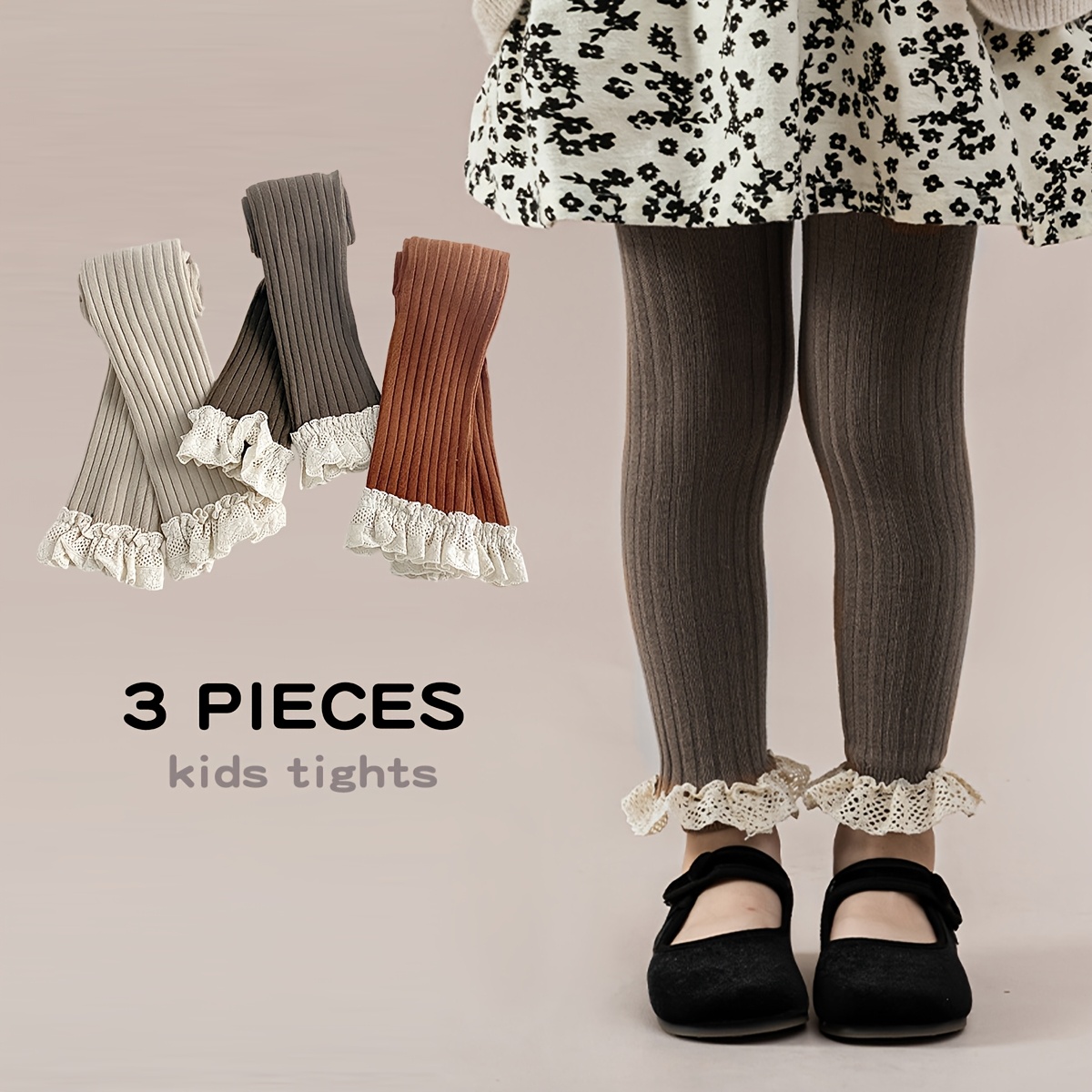 3pcs Soft Solid Color Tights For Baby Girl Toddler - Perfect For Layering And Fall