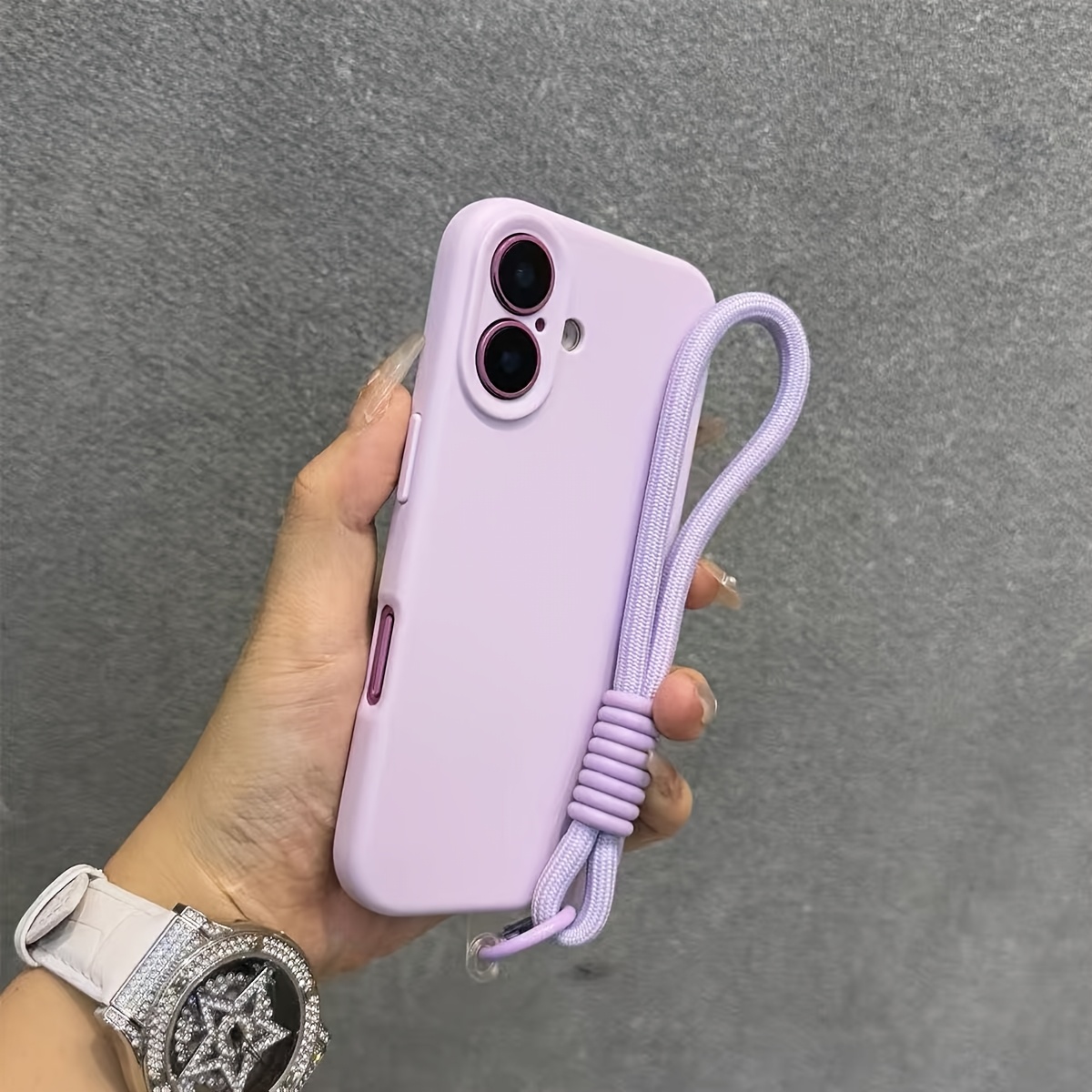 TEMU Funda para Teléfono - Funda Blanda de Silicona Líquida Ins Wind con Cuerda Manual para Iphone 17/11, Carcasa de Protección para Teléfono
