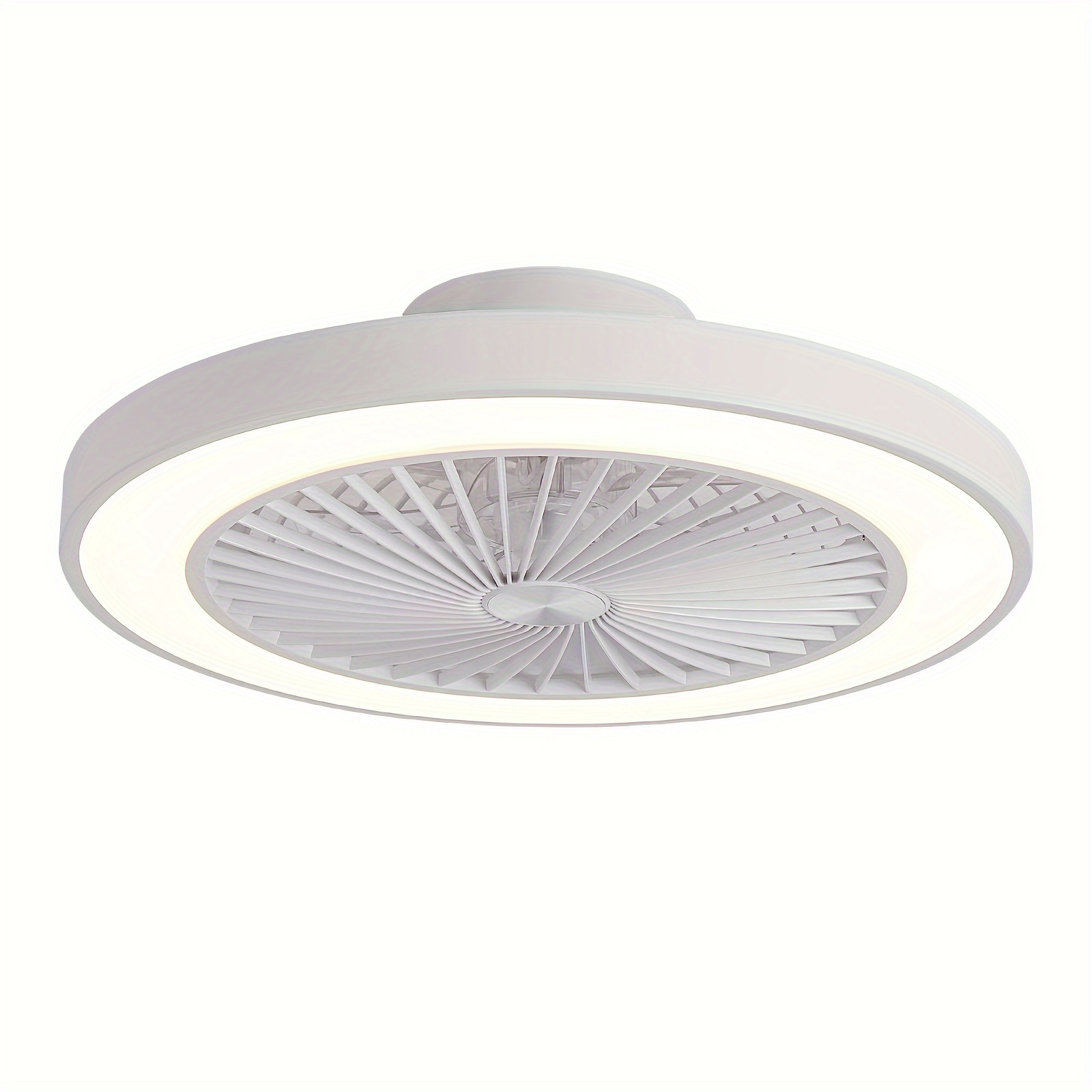 TEMU 20" Flush Mount Ceiling Fan With Lights And Remote 35w Low Profile Ceiling Fan Light 6 Led Fan Light Timer Dimmable For Dining Living Room