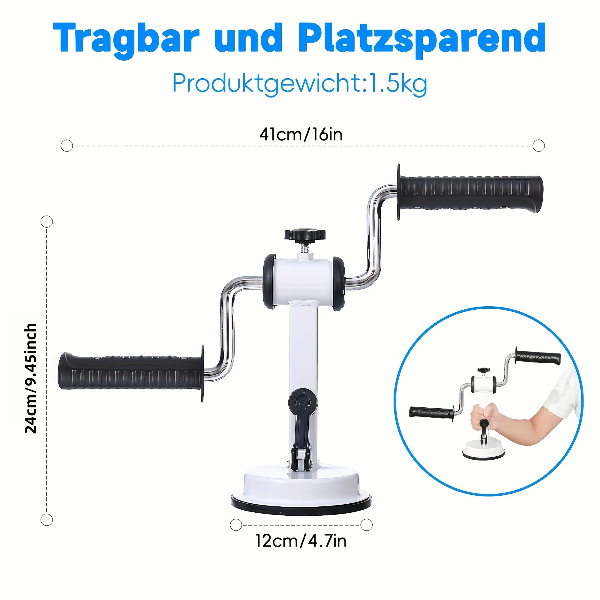TEMU 1 Adjustable Arm & Shoulder Trainer Bike For Seniors | Portable Physical Therapy Equipment With Strong Suction Resistance, No Power Needed, Home