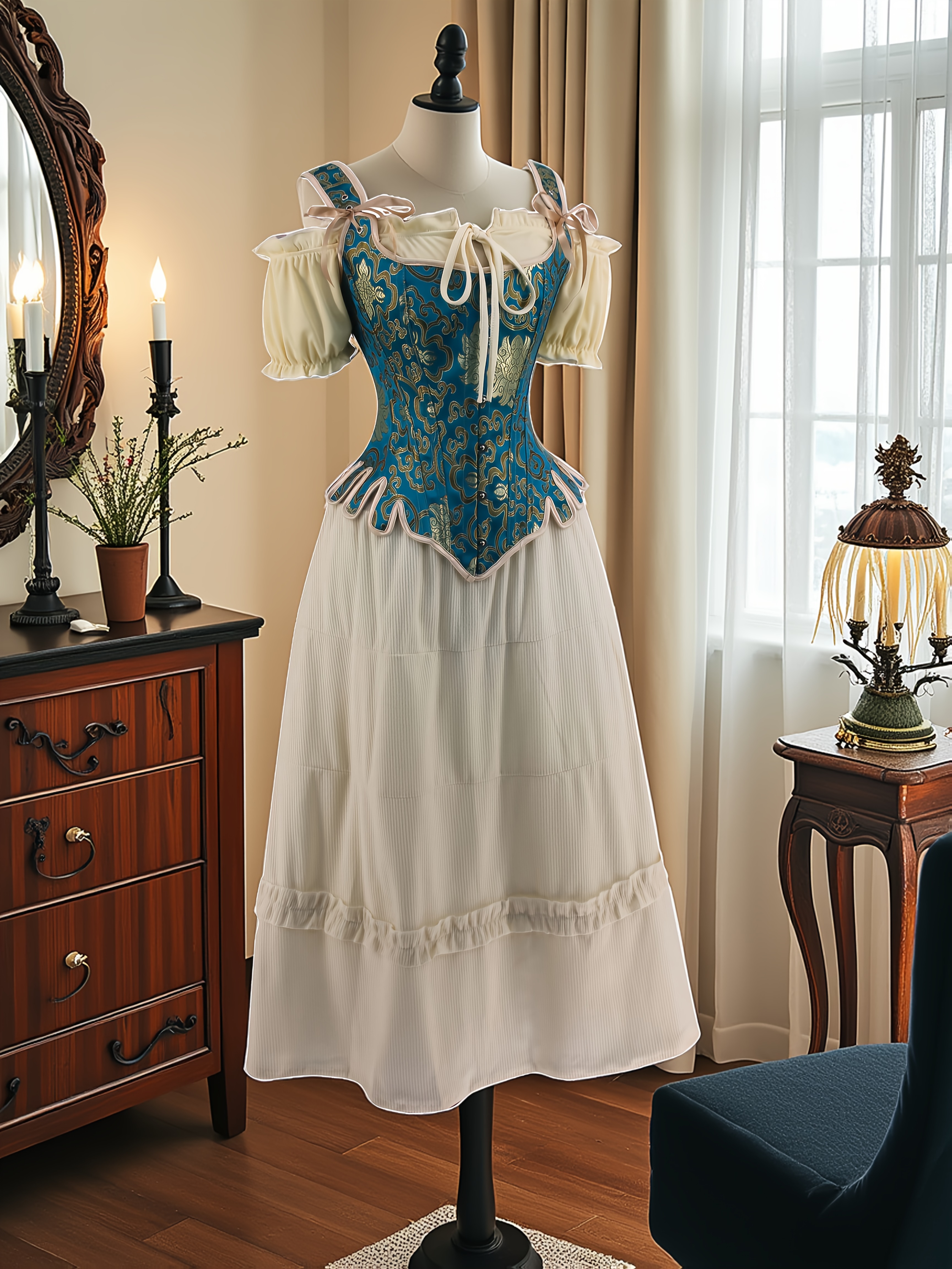 set van een gotische vintage jurk met lange mouwen en een - Temu Belgium, image size:800x1067