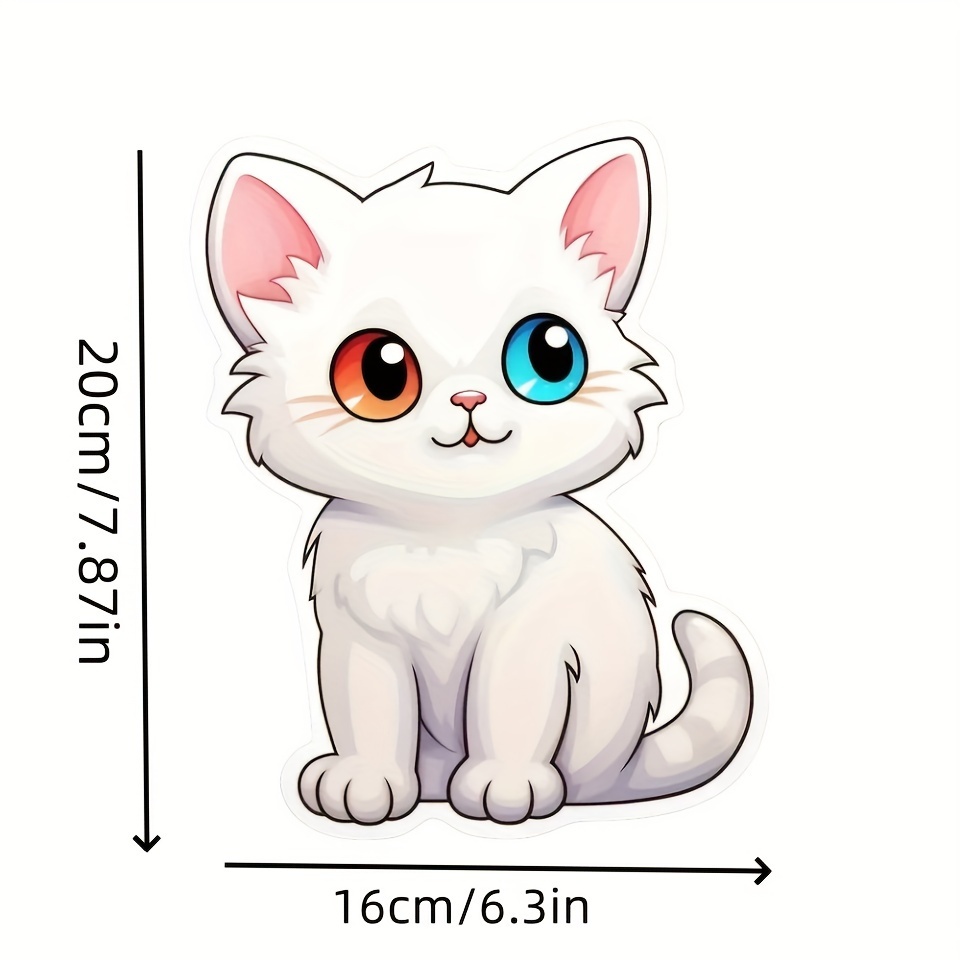 Cute White Cat Sticker Decal Waterproof Vinyl Windows Cars - Temu ...