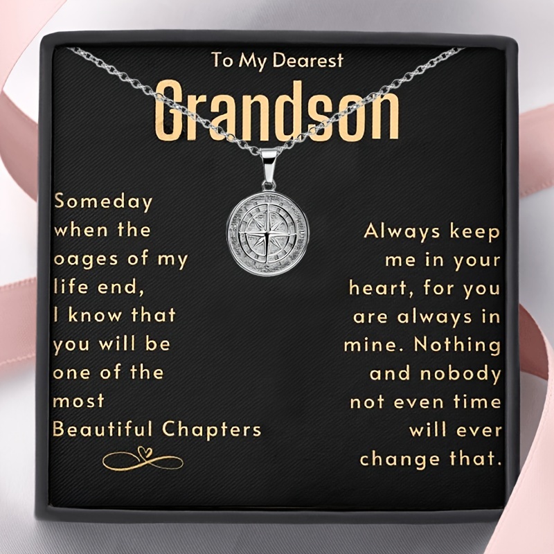 

To My Grandson Compass Pendant Gift, Grandson Necklace, Birthday Gifts, Graduation Gifts, Christmas Gifts