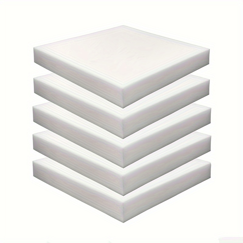

5-piece High-density Foam Chair Cushions - Square, White Polyurethane Pads For Dining & Wheelchair Comfort