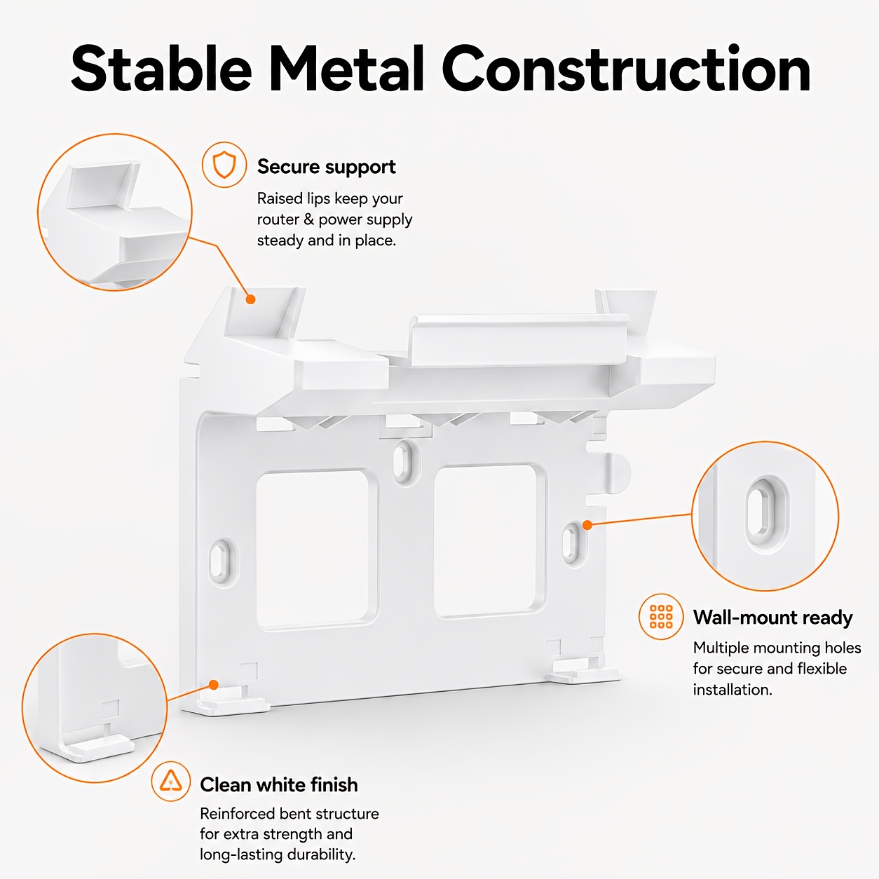 TEMU (home/office Use) 2-in-1 Wall Mount Bracket, Compatible With Starlink Router And Power Supply, Space-saving Design, Cable Management Feature,