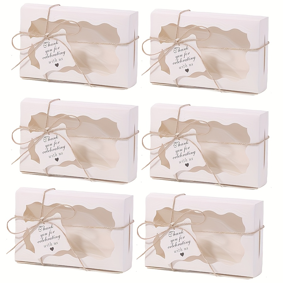 TEMU Ensemble de 18 pièces (6 boîtes et 6 pièces de ficelle de jute et 6 pièces de cartes de vœux) Boîtes cadeaux d'emballage en papier , boîtes à