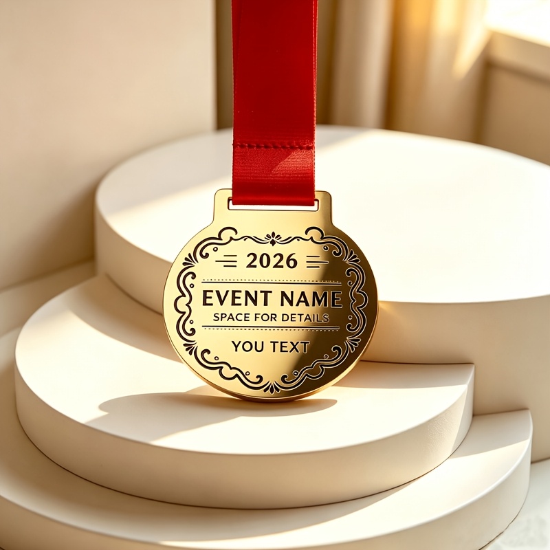 TEMU [customization] 1pc Personalized Stainless Steel Medal, Laser Engraved Text Sports Gold-plated Medal, Create Your Own Exclusive Award, Suitable