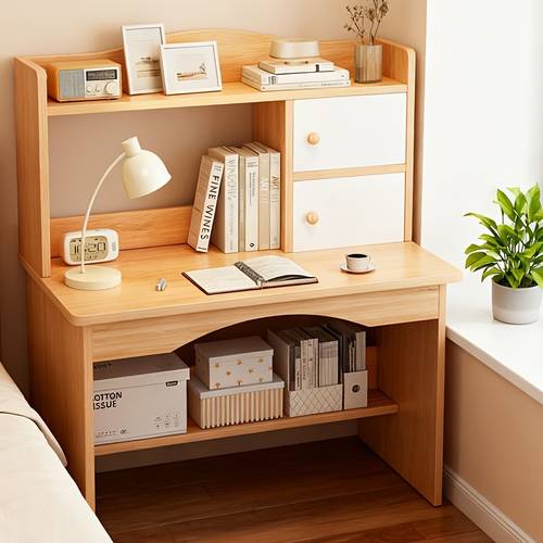 a desk for computers a desktop setup a home a bookshelf a study desk for students suitable for bedrooms offices and writing