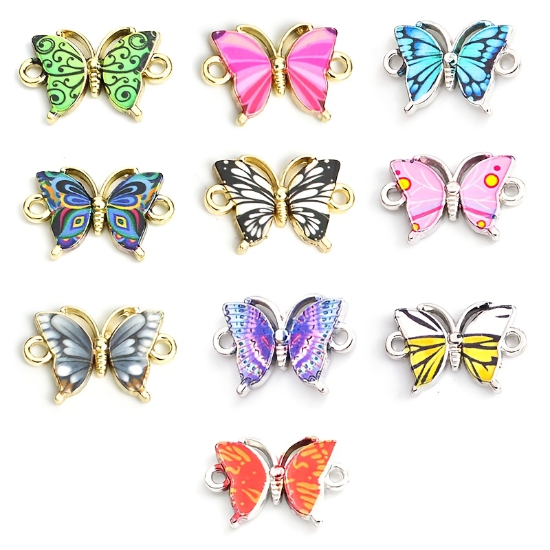 E-shop 10 Stück kreative, bunte Schmetterlingsverbinder für ethnische Accessoires, geeignet für Damen-Halsketten, Armbänder, Ohrringe und Haarschmuck
