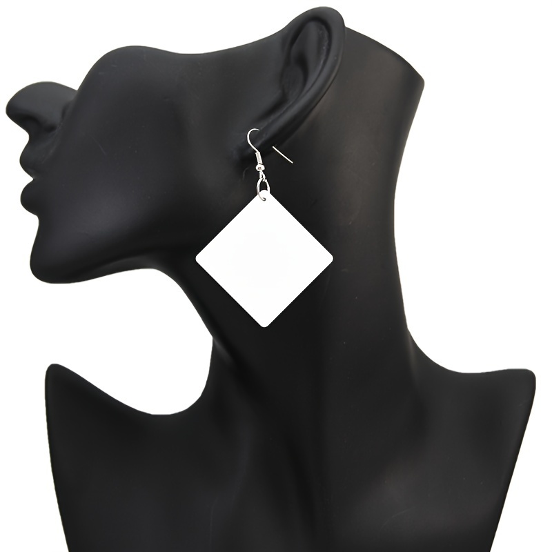Custom Geometric Wooden Earrings with Photo Print Pendant