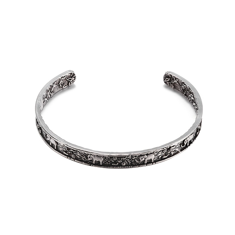 TEMU 1pc Retro Men Women Casual Party Elephant Open Bracelet - Daily Casual Trendy Party Cuff Jewelry, Birthday Gift