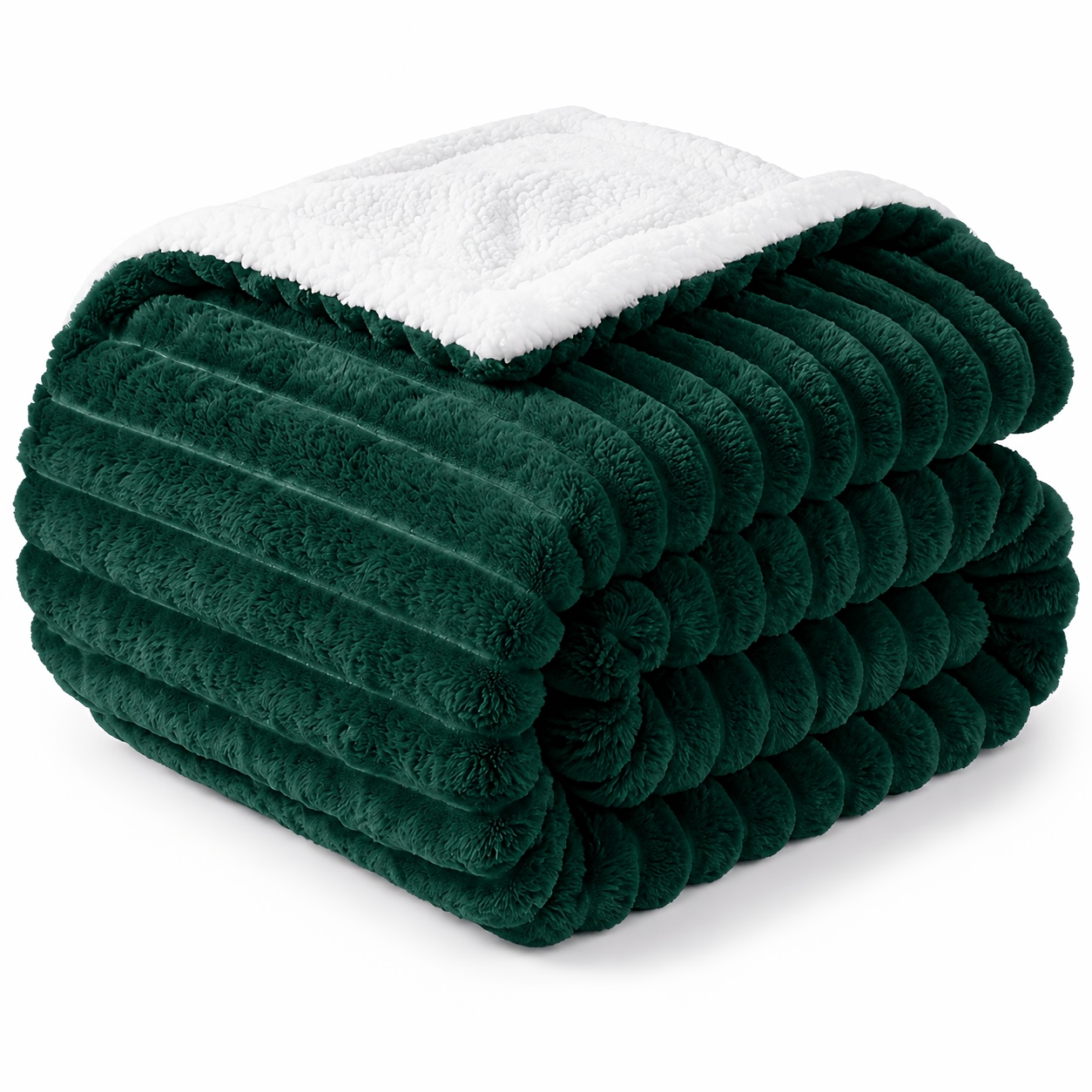 TEMU Luxury Cuddly Blanket, Thick Warm Plush Throw Blanket For Sofa Couch Bed, Reversible Ribbed Flannel & Fleece Blanket, Soft Cozy Winter Blanket,