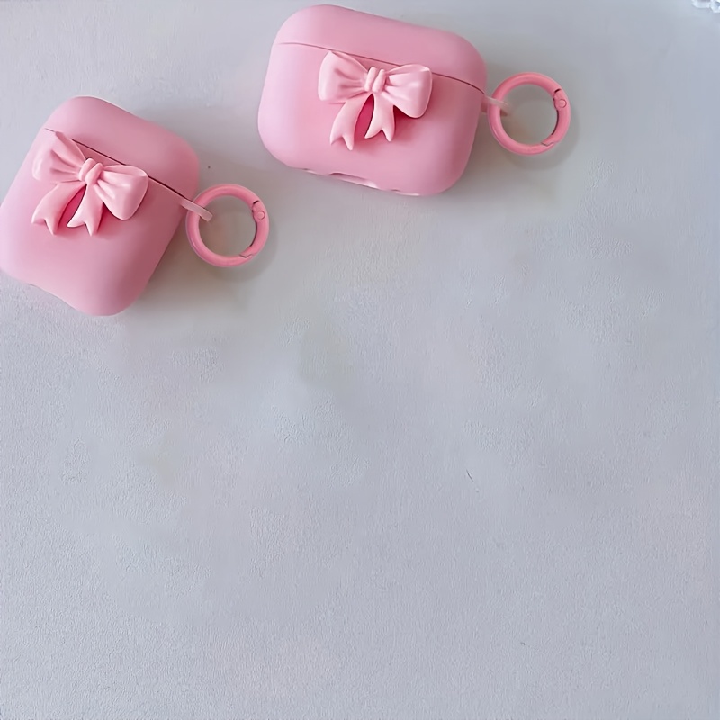 

Pink Bow Silicone Protective Case, Suitable For Airpods4/3 Headphone Protective Shell Case Second And Headphone Protective Case Soft Shell