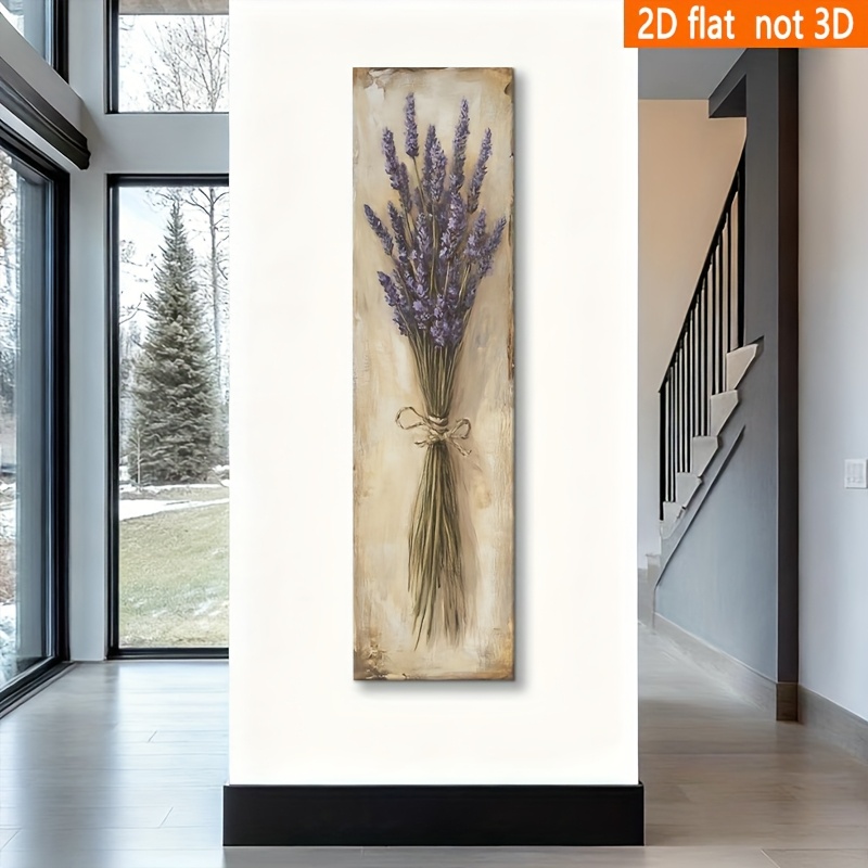 TEMU de Pared de Ramo de Lavanda y Delgado - de Línea Vertical de Estilo Francés, Impresión en Envolvente Impermeable, para Espacios Estrechos,